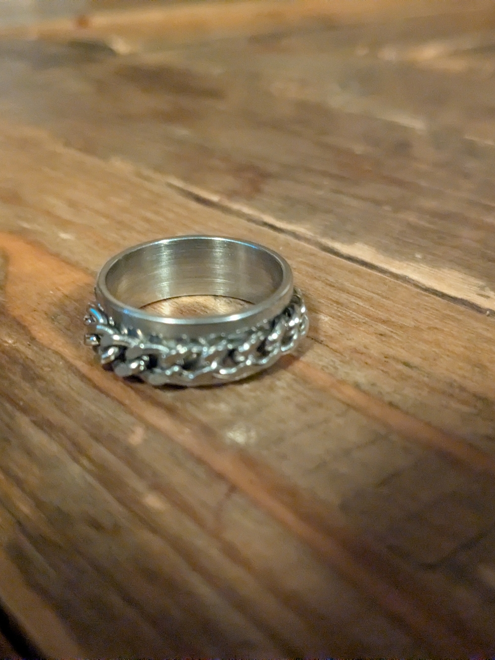 Stainless Steel Fidget Chain Link Spinner Ring 8
